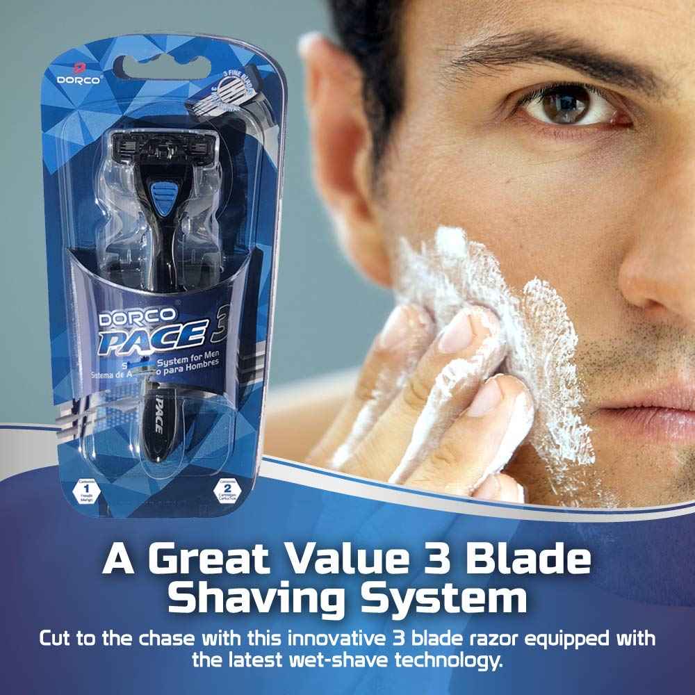 Dorco Pace 3 - Three Razor Blade Shaving System- Value Pack - 16 Cartridges (No Handle)