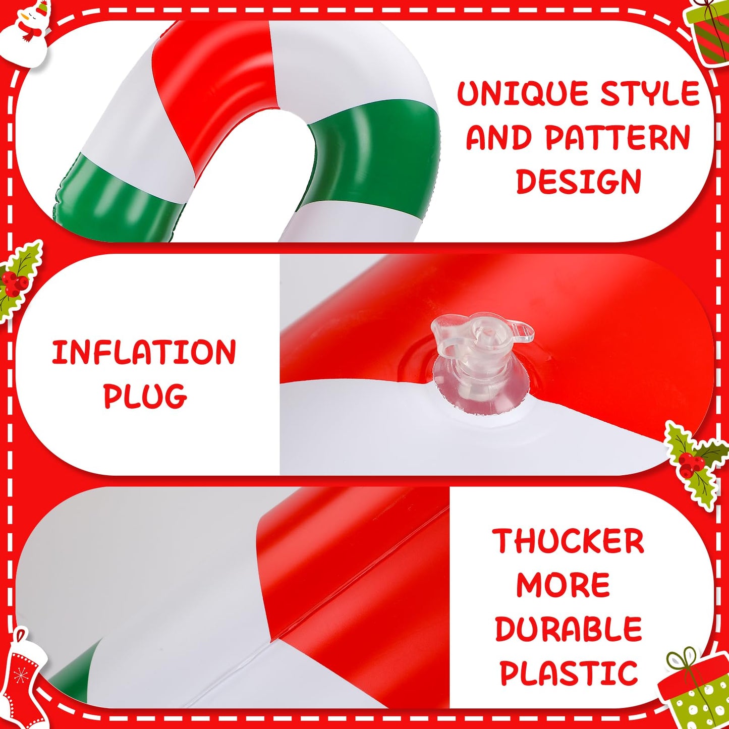 Rotatingpals 6 Pcs 74 Inch Inflatable Christmas Candy Canes Jumbo Christmas Decorations Candy Cane Balloons for Christmas Party Decor Indoor Outdoor Yard Pool Holiday Party Supplies