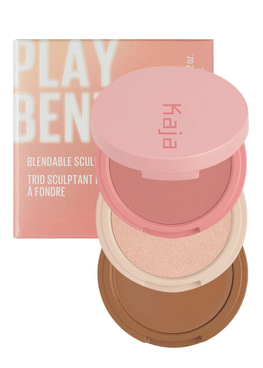 Kaja 3-in-1 Blendable Sculpting Trio - Play Bento | with Mango Seed Butter, Cream Bronzer, Powder Blush, and Highlighter, 01 Butter Up