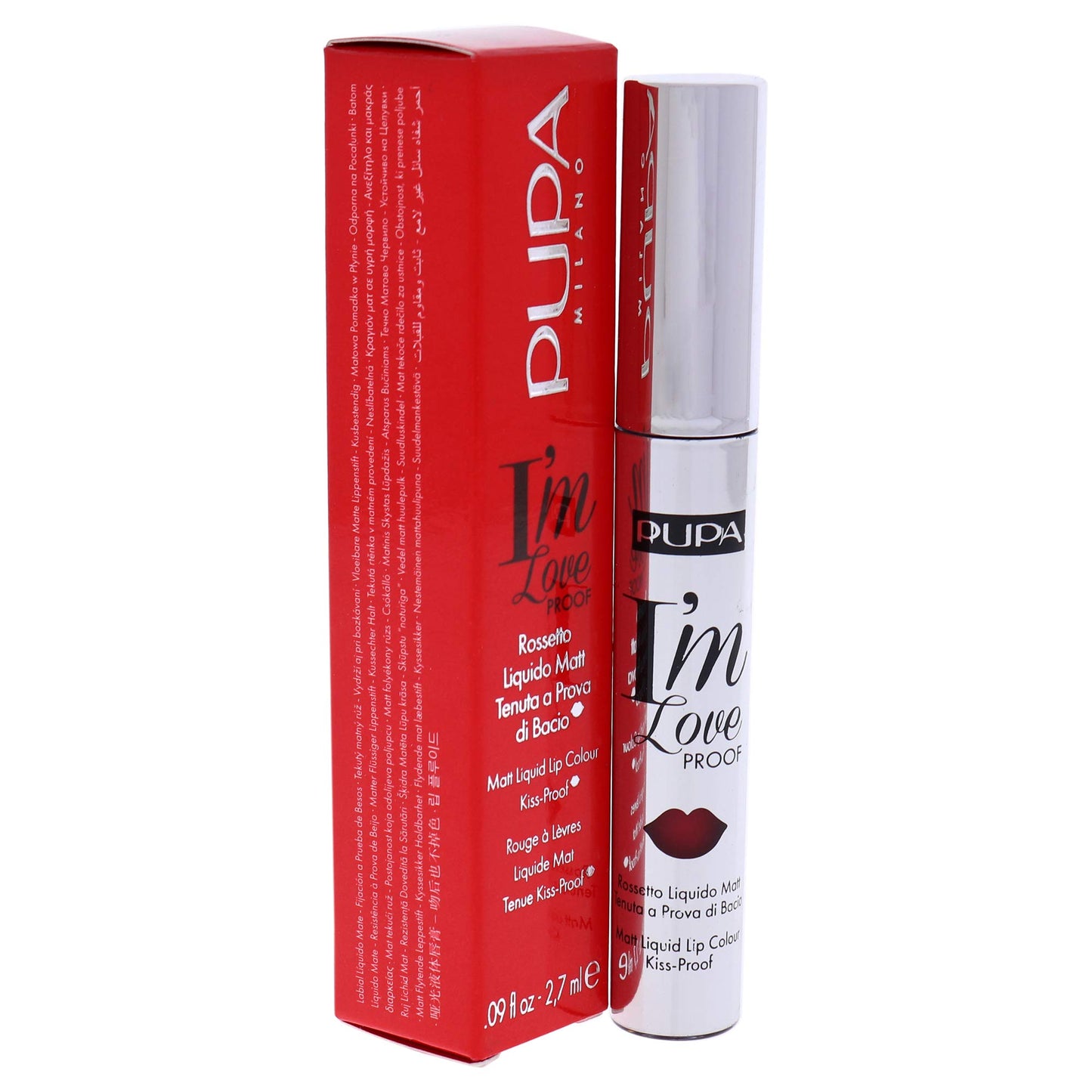 Pupa Milano I Am Love Proof Matt Liquid Lip Color - Gives Super-Intense Colour - Offers A Matte, Velvety Effect - Ultra-Comfortable Texture Adheres Perfectly To Lips - 011 Kiss Me Red - 0.09 OZ