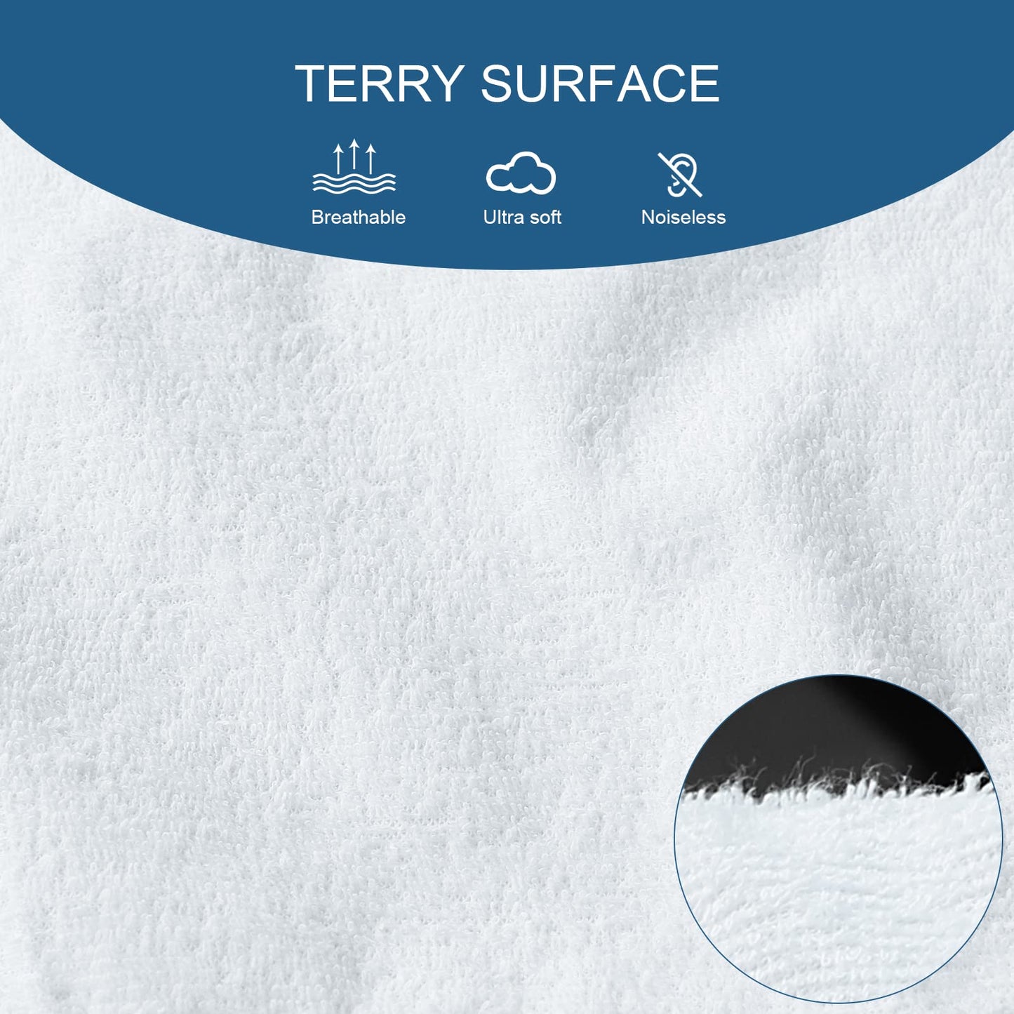 California King Mattress Protector 100% Waterproof & Noiseless & Soft & Skin-Friendly Terry Surface Perfectly Fitted up to 18'' Depth Cal King Mattress Cover Protector