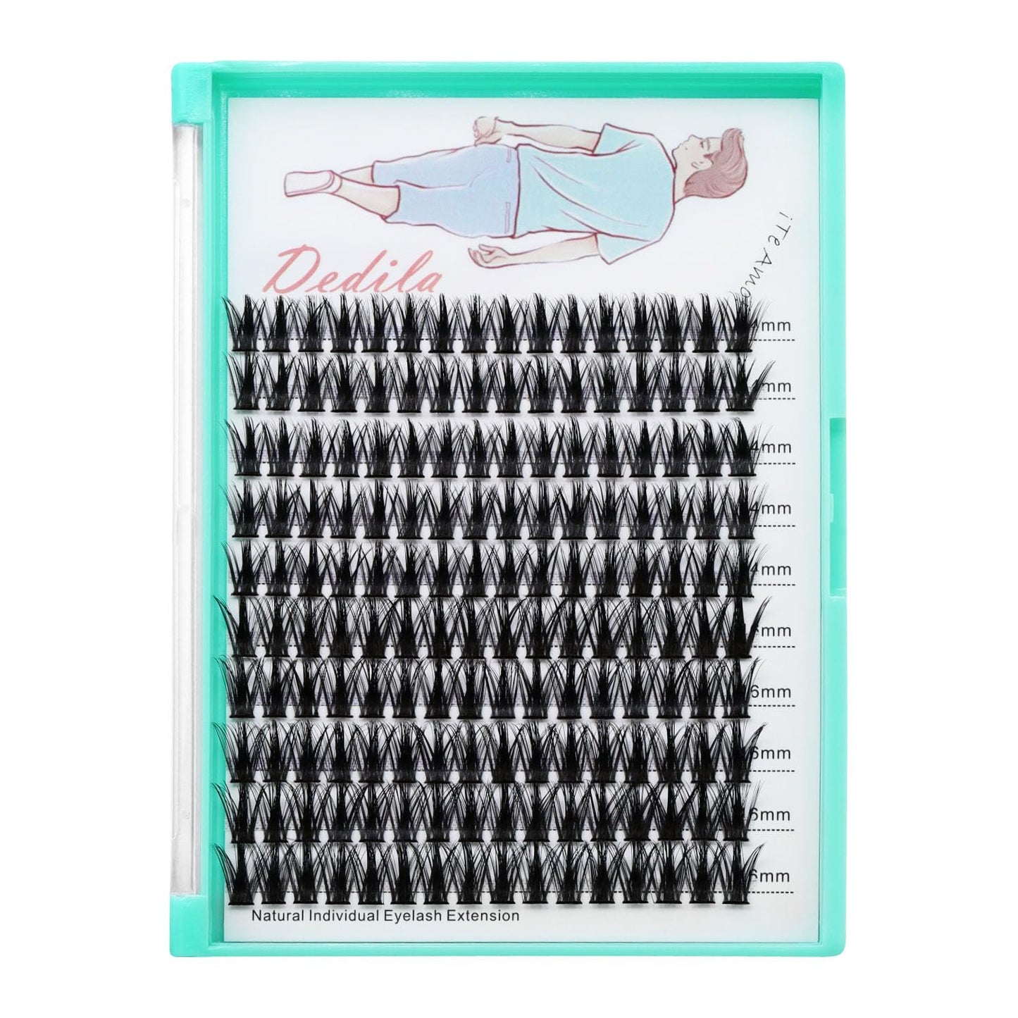 Dedila Large Tray-Grafted Wide Stem Individual False Eyelashes Thick Base 120 Clusters D Curl Natural Long Volume Eye Lashes Extensions Dramatic Look 8-20mm Available (MS-14-16MM Kit)