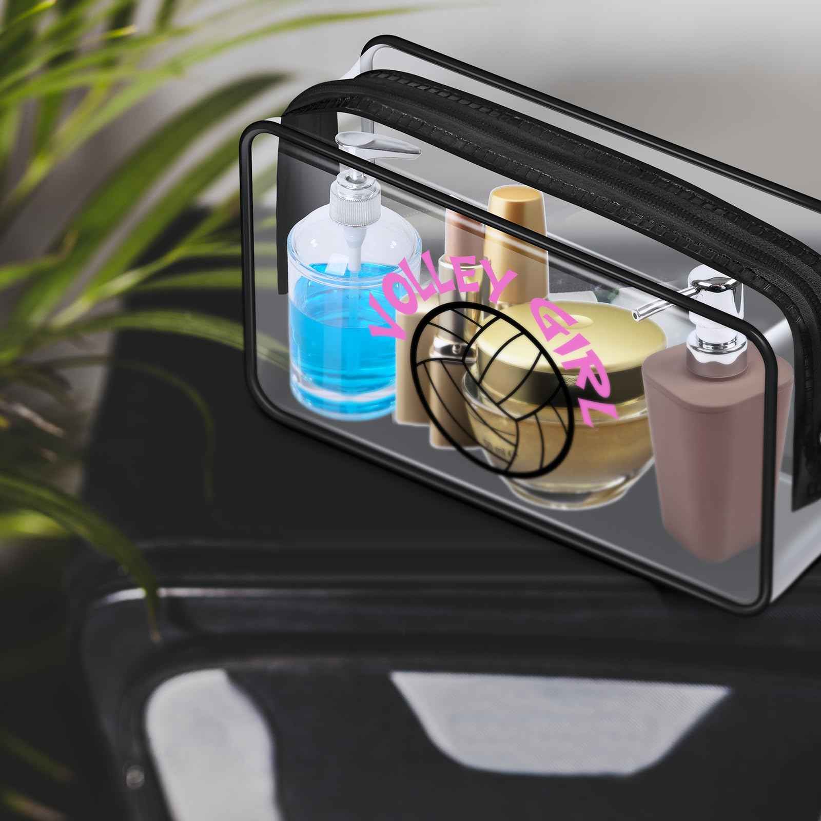 Abbylike 12 Pcs 7 x 4.7 x 2.4'' Cosmetic Bag Gifts Accessories for Makeup Bags Clear PVC Cheer Case Toiletry Zipper Pouch for Women Christmas Xmas (Volleyball Theme)