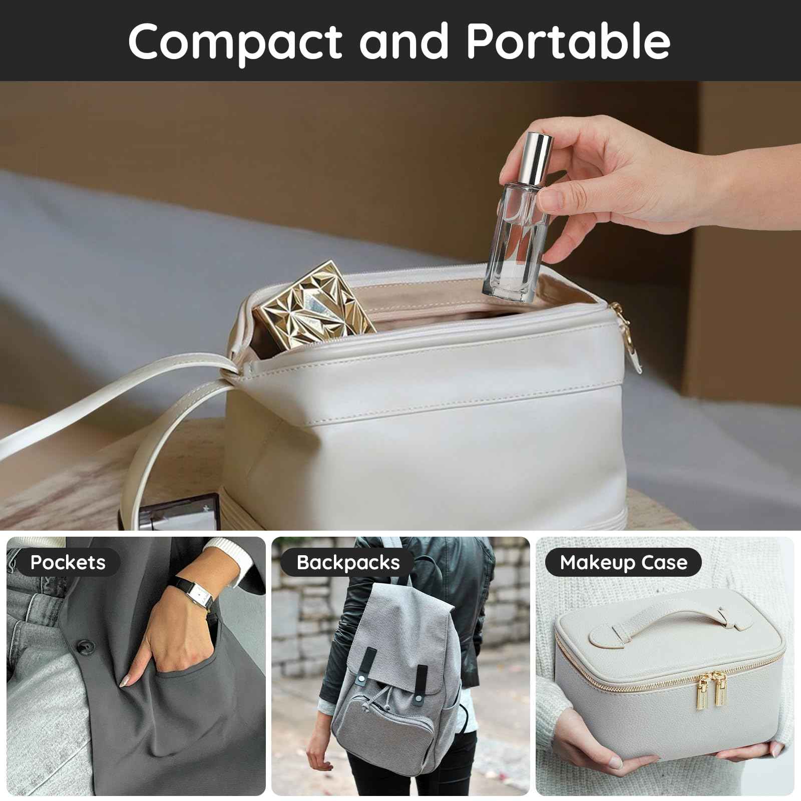 Segbeauty Travel Size Perfume Refill Bottle, 5 Set of 20ml Glass Perfume Spray Bottle Atomizer, Mini Portable Travel Cologne Dispenser Fine Mist Sprayer Toiletries Accessories Kit for Men Women