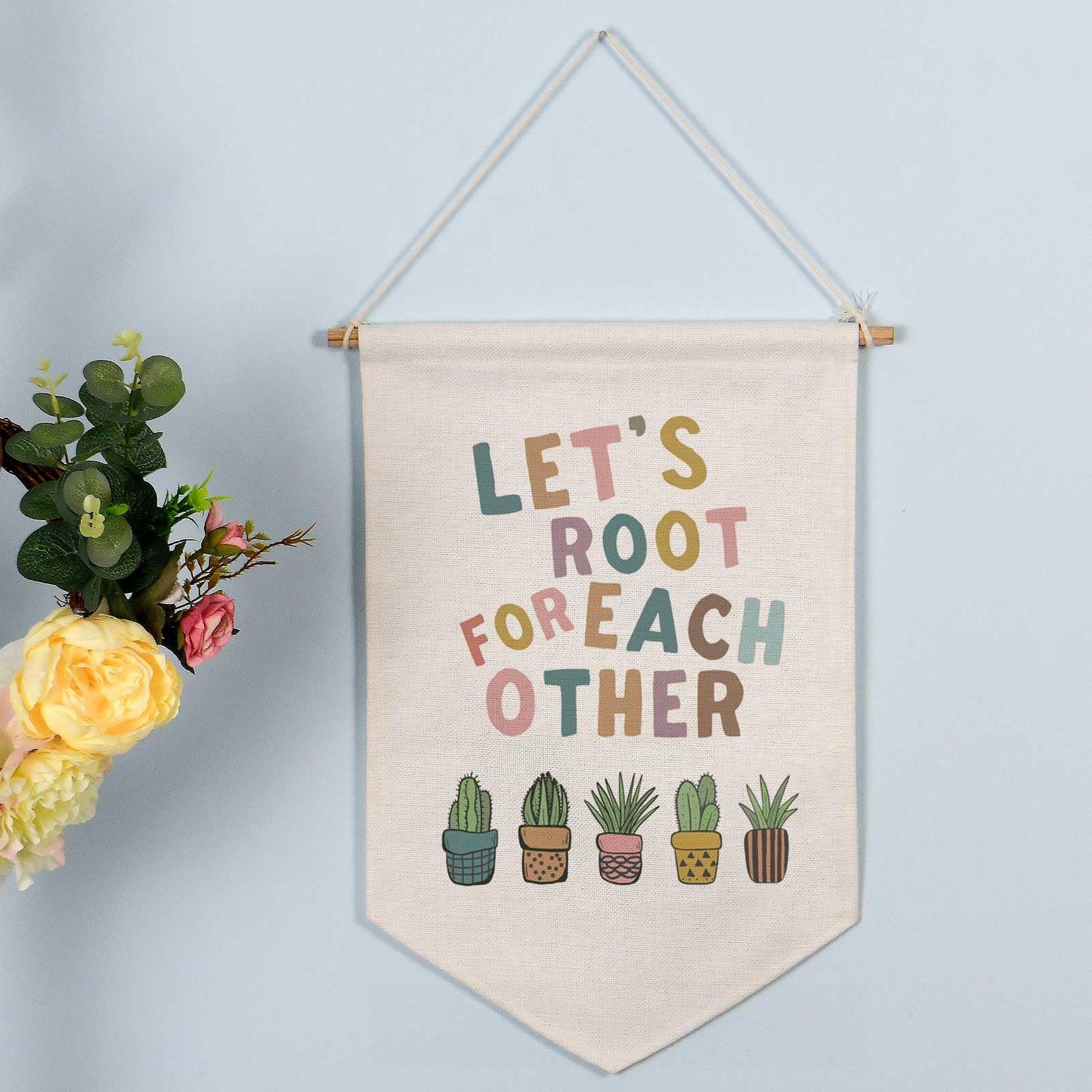 Let's Root For Each Other Sign, Boho Classroom Decor, Playroom Wall Banner Art, Classroom Poster, Homeschool Decor, Motivational Inclusive Class Banner, Classroom Sign