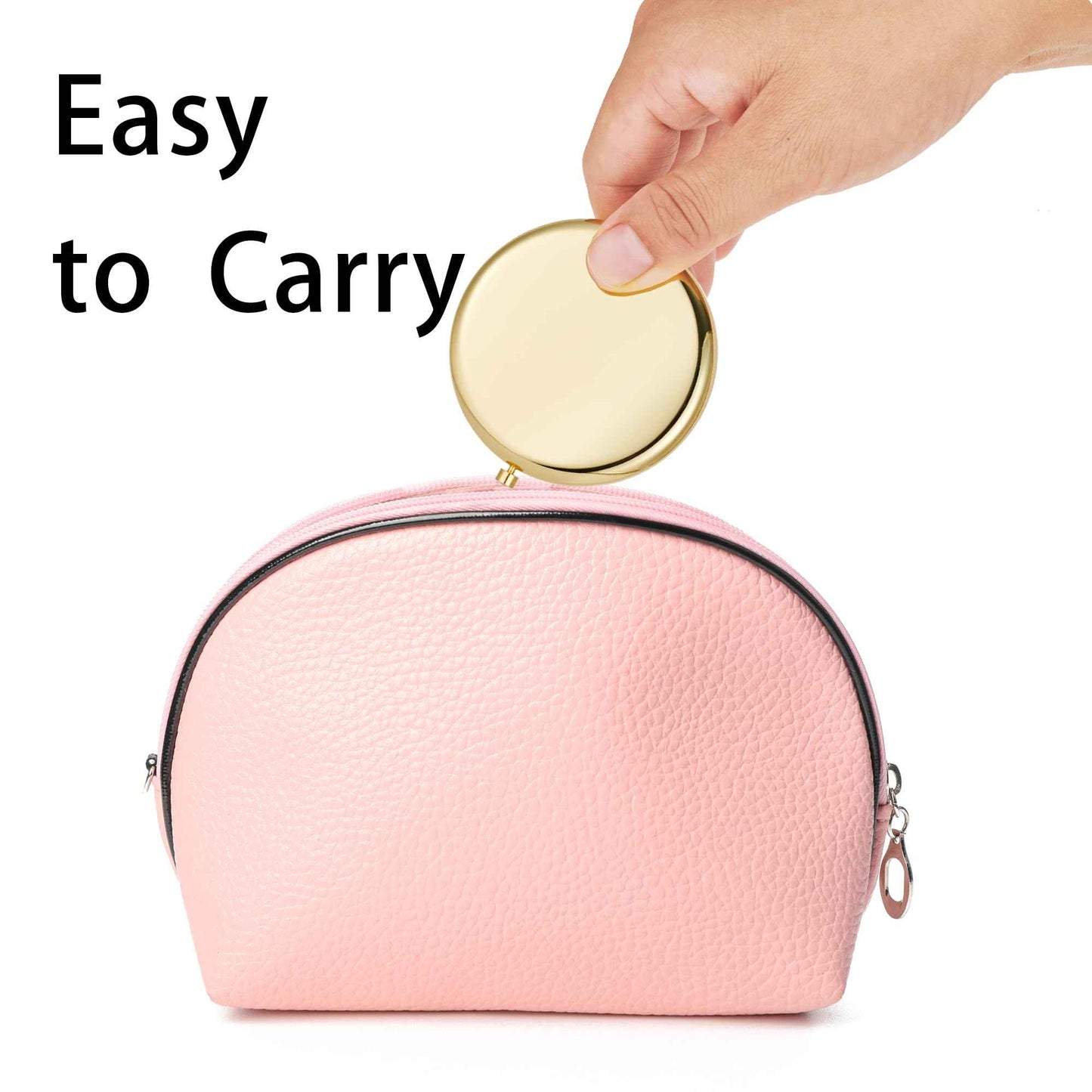 QUSTGO Compact Mirror, Pocket Travel Makeup Mirror for Purse, Metal Round Shell, 2-Sided 1X/2X Magnifying, Portable, Folding, Handheld, Gold, 12 Pack