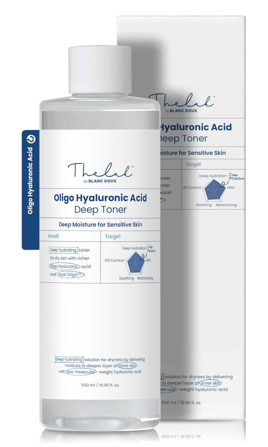 THE LAB BY BLANC DOUX Oligo Ultra-Low Molecular Hyaluronic Acid Deep Moisture Essence Toner Vegan for Sensitive Dry Combination Skin - Hypoallergenic Intense Hydrating Face Moisturizer 17 Fl Oz