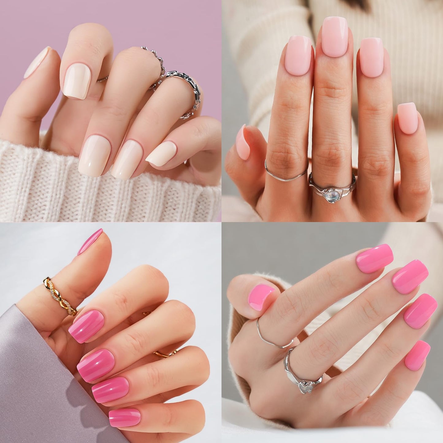 10 Packsï¼?40 Pcs) Press On Nails Short - Jofay Fashion Acrylic Soild Press On Nails Square Glue On Nails with Nail Glue, Fit Perfectly & Natural Stick On Nails Set (Classic Short Nails 1)