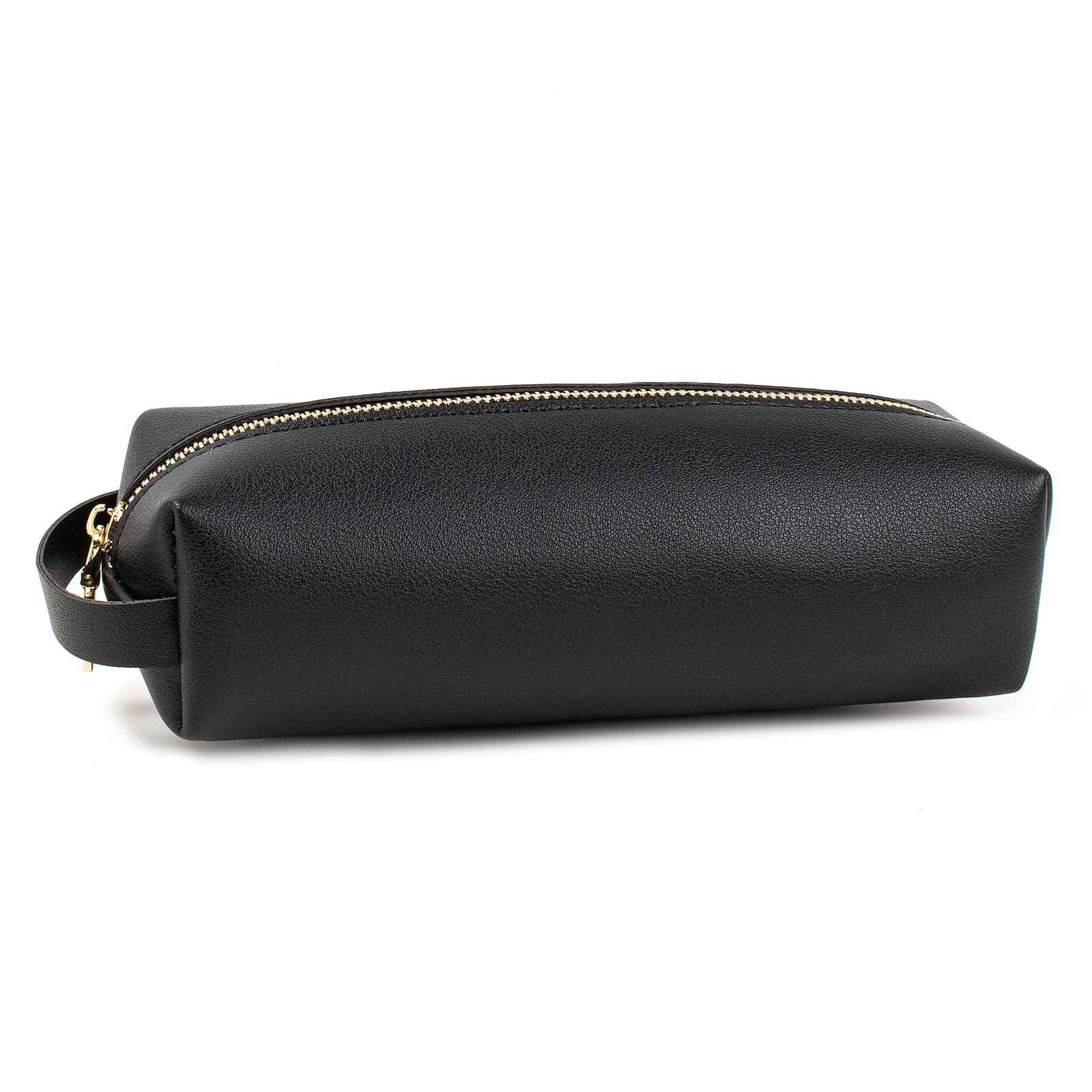 FFpaw Travel Makeup Bag, Slim Makeup Brush Bag Small Makeup Bag for Purse Leather Brush Holder Bag Portable Cosmetic Case Travel Toiletry Bag with Zipper Car Essentials for Women Girls