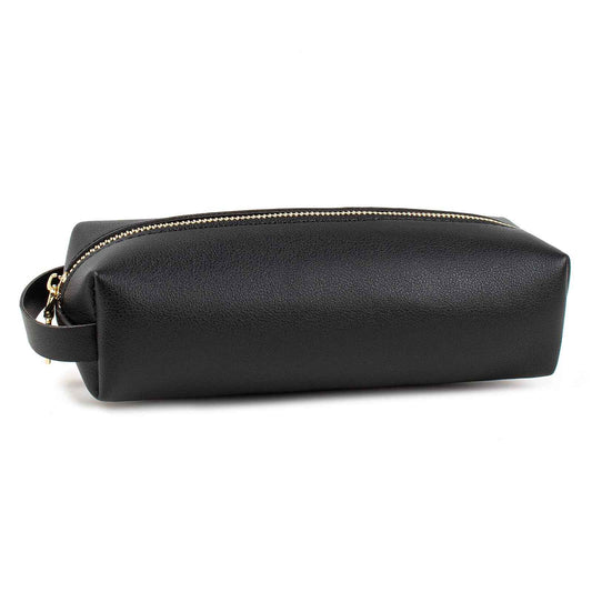 FFpaw Travel Makeup Bag, Slim Makeup Brush Bag Small Makeup Bag for Purse Leather Brush Holder Bag Portable Cosmetic Case Travel Toiletry Bag with Zipper Car Essentials for Women Girls