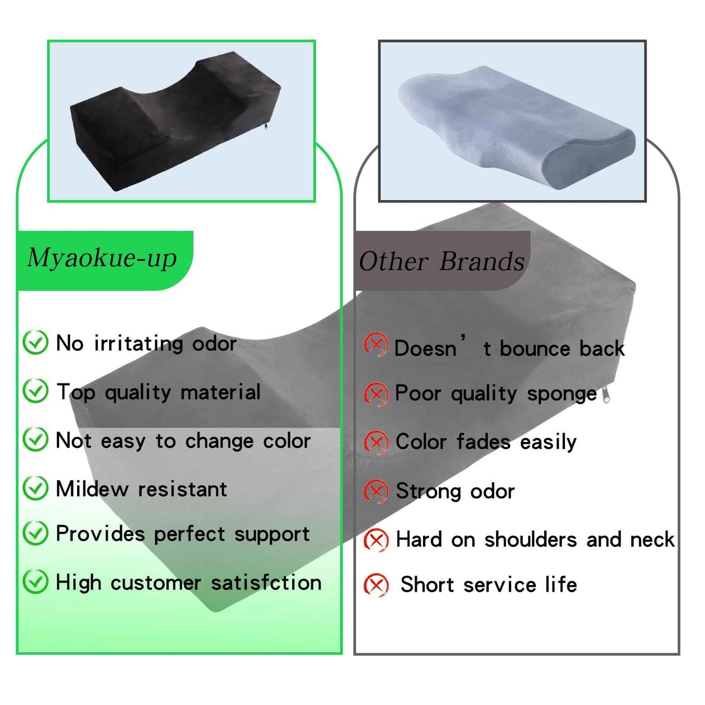 Eyelash Extension Neck Pillow - Beauty Salon Comfortable Velvet Beauty Memory Foam Pillow,Eyelash Pillow Grafted Eyelash Curve Pillow with Makeup Pocket to Protect Neck（2pack Black）