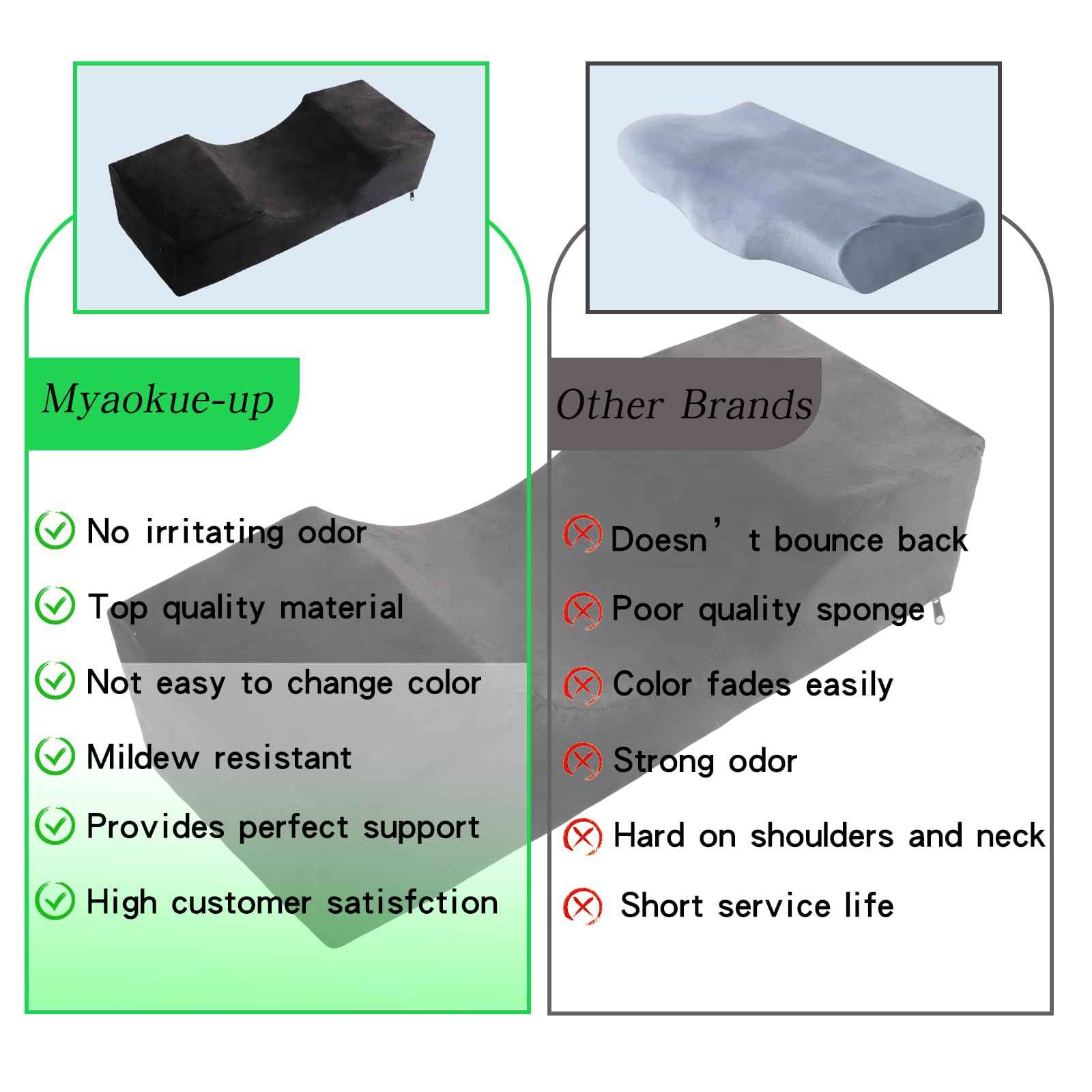 Eyelash Extension Neck Pillow - Beauty Salon Comfortable Velvet Beauty Memory Foam Pillow,Eyelash Pillow Grafted Eyelash Curve Pillow with Makeup Pocket to Protect Neck（2pack Black）