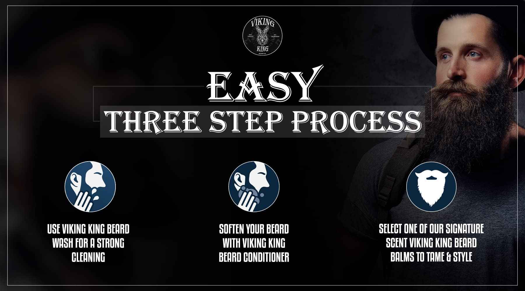 VIKING KING BEARD CO. Beard Balm - Gold (Spiced Vanilla Tobacco)- All Natural Beard Softener and Conditioner - Men's Grooming Product - 4 Ounce Tin