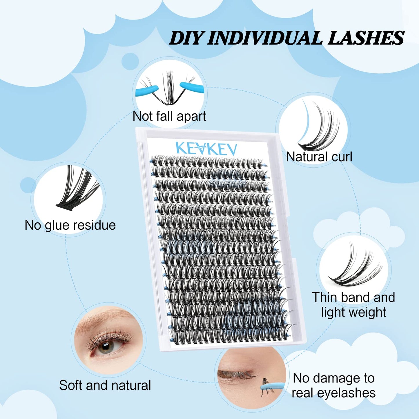 300 Pcs Individual Lashes Lash Clusters DIY Lash Extension Cluster Lashes that Look Like Eyelash Extensions Self Applicaton at Home Volume Dramtic Look(30D, C-14-20mix)