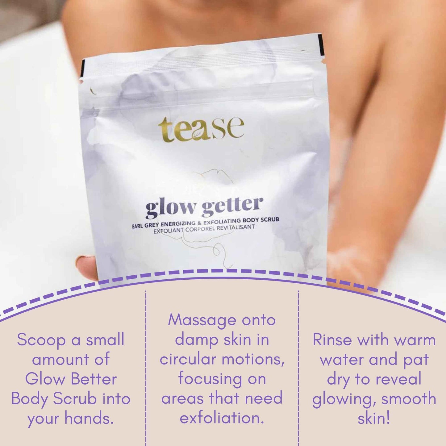 Tease Tea Exfoliating Body Scrub - Glow Getter Organic Body Scrub made with Organic Sugar Cane, Earl Grey Tea, Organic Coconut Oil, and Vitamin E for a Skin so Soft and Glowing Skin
