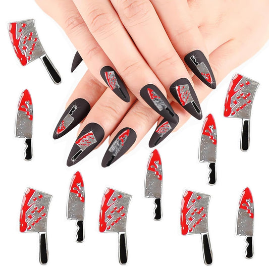 Halloween Nail Charms Blood Knife Nail Art Charms 3D Metal Alloy Halloween Charms for Nails Gothic Knife Punk 3D Weapon Charms DIY Nail Jewelry Halloween Nail Art Decoration Accessories for Women