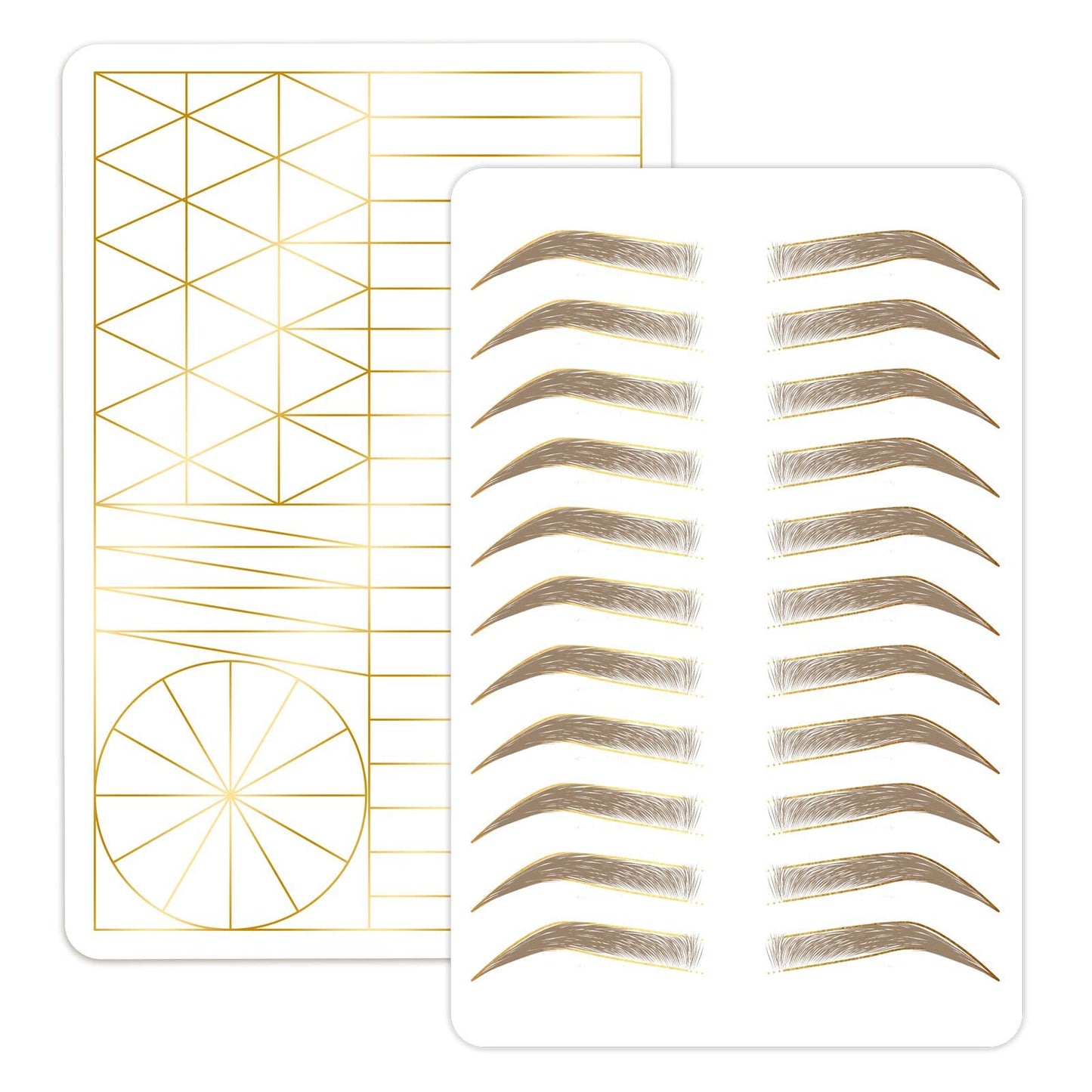 3 pcs Thicken Two sides Microblading Practice Silicon Skin Perfect for Permanent Makeup and Microblading Nano brows ombre brow practice (White Skin +Golden Printing)