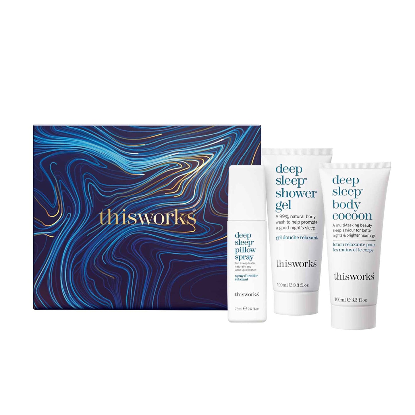 This Works Dream to Sleep Kit – Deep Sleep Pillow Spray 75ml, Shower Gel 100ml & Body Cocoon 100ml – Science-Backed Bedtime Ritual with Lavender, Chamomile & Vetivert