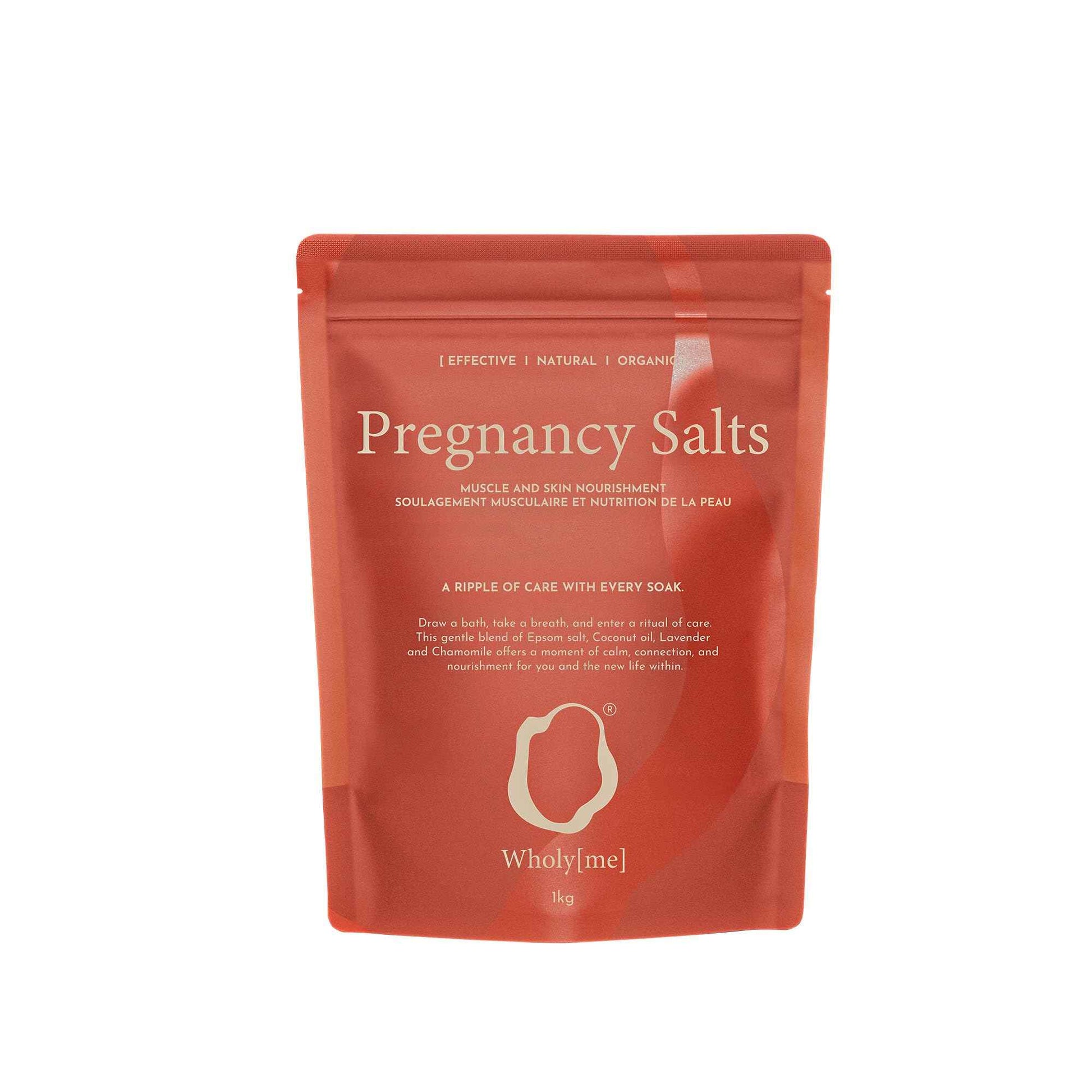 WholyMe Pregnancy Bath Salts - Epsom Salt for mothers-to-be. Eases muscular tension & irritated skin. Promotes skin elasticity (anti-stretch marks). Ideal for prenatal relaxation & restful sleep - 1kg