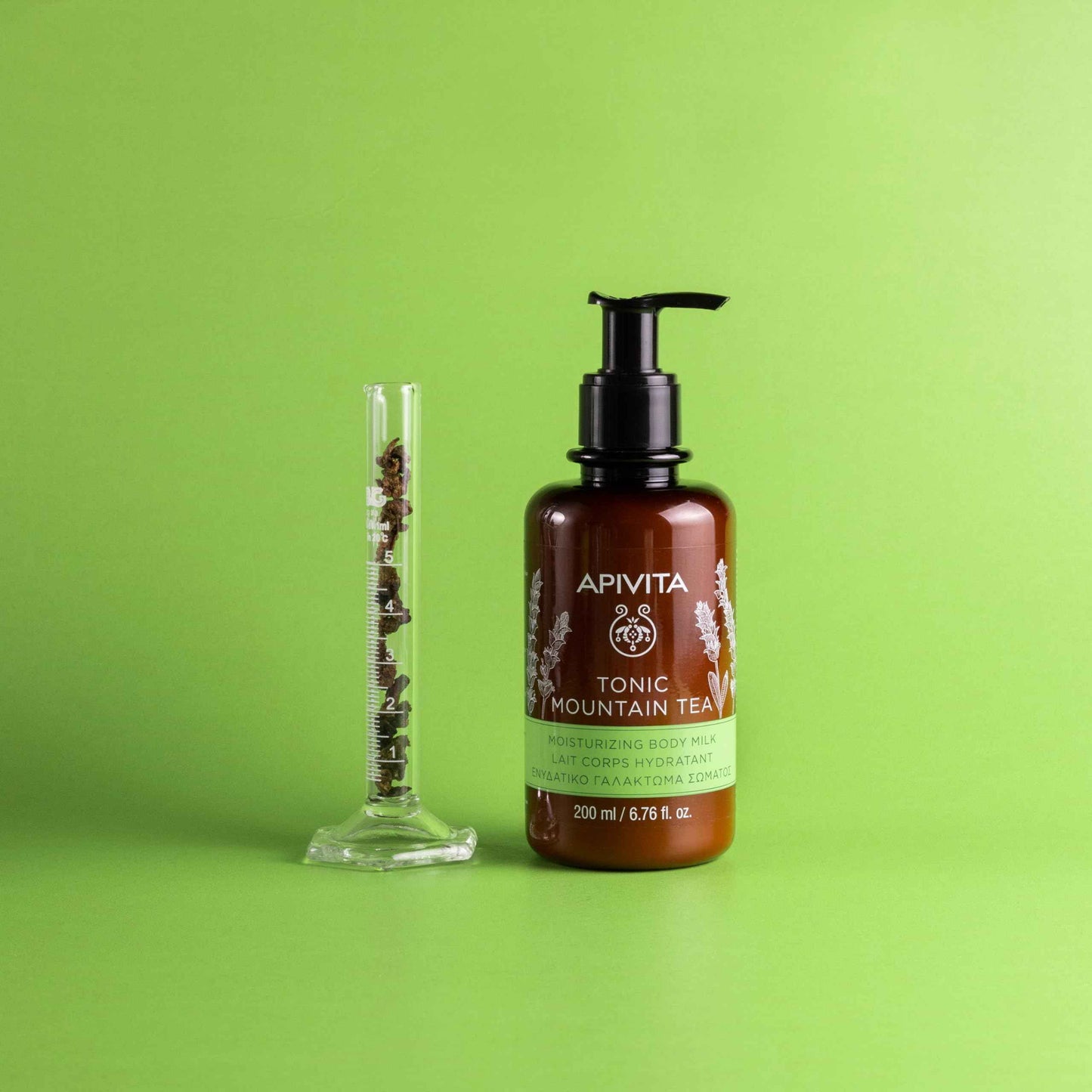 Apivita Tonic Mountain Tea Mousturizing Body Milk | Moisturizes, Softens Tones & Revitalizes with Mountain Tea & Propolis, 200 mL / 6.67 oz