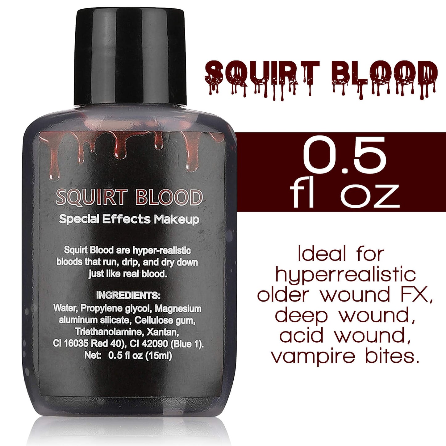 DELISOUL Fake Blood 0.5 Fl Oz(15ml),Ultra-Realistic Scary Squirt Blood,Halloween Cosplays Special Effect Wound FX Blood for Theater,Costume Maleup,Zombie,Vampire and Monster SFX Makeup,Dark