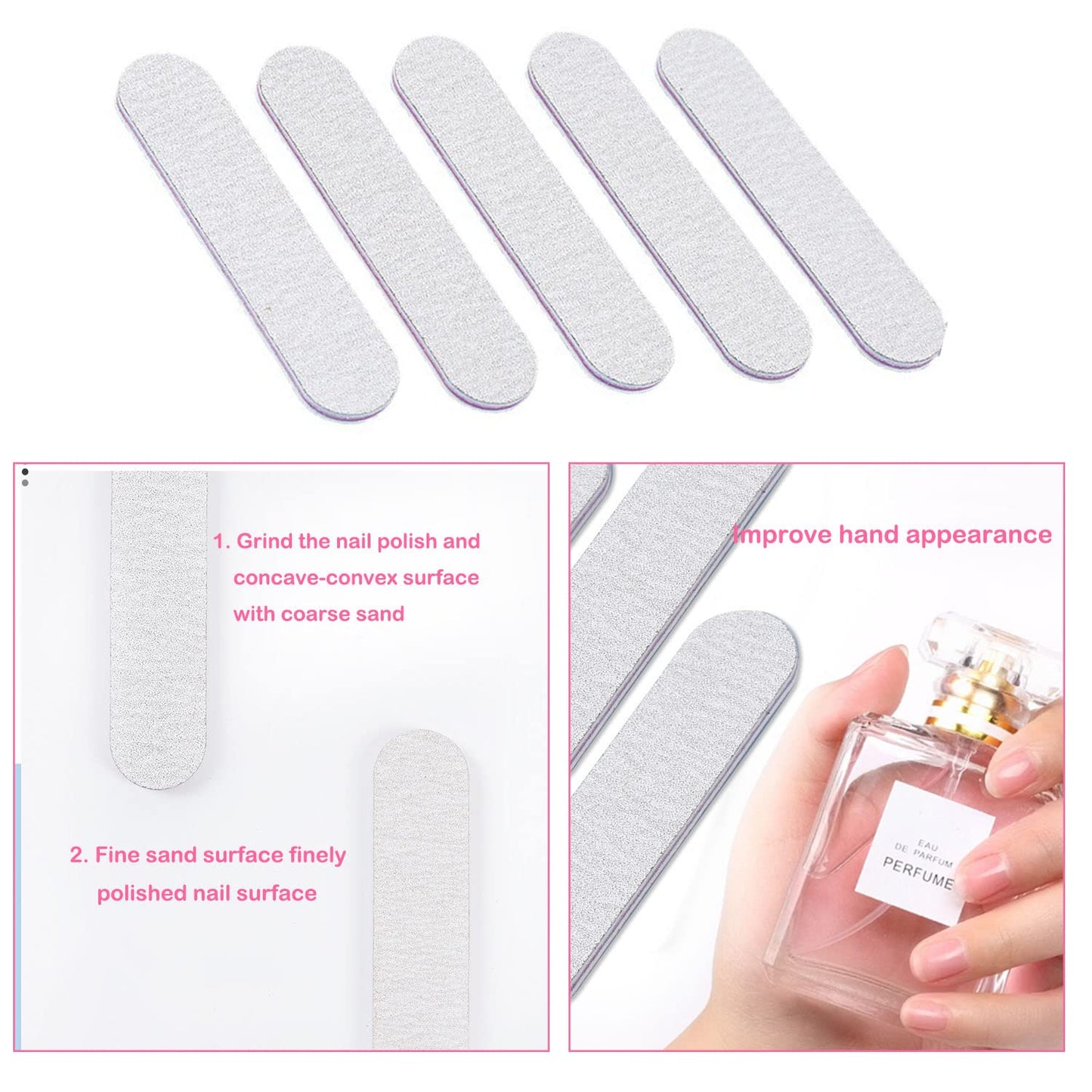 100 Packs 100/180 Grits Mini Nail Files and Buffers Double Sided Emery Boards Manicure Tool for Acrylic Nails, Nail Care