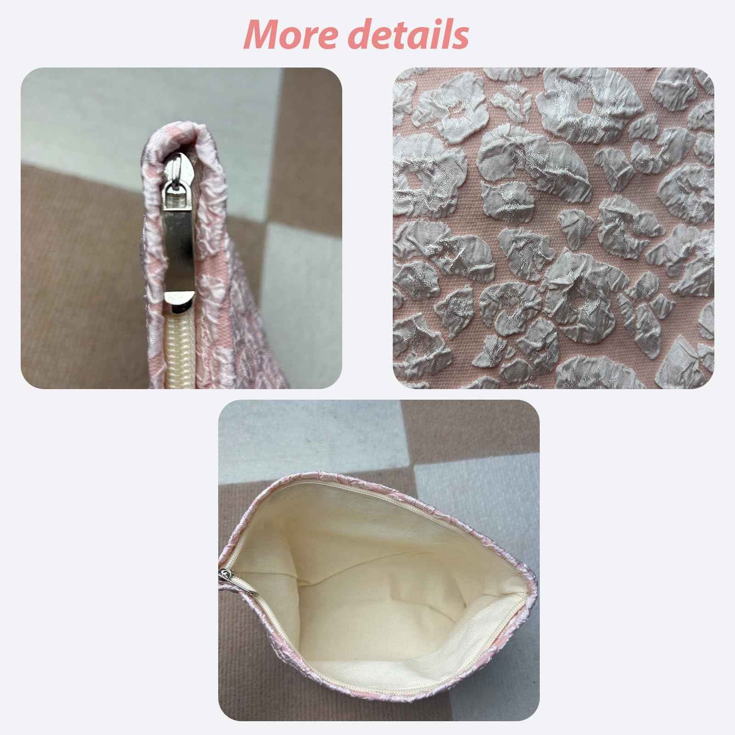 lllyan Makeup Bag Travel Cosmetic Bag for Women Floral Makeup Bag Small Cosmetic Pouch Purse with Zipper Gifts for Girlfriend and Best Friend(Pink)