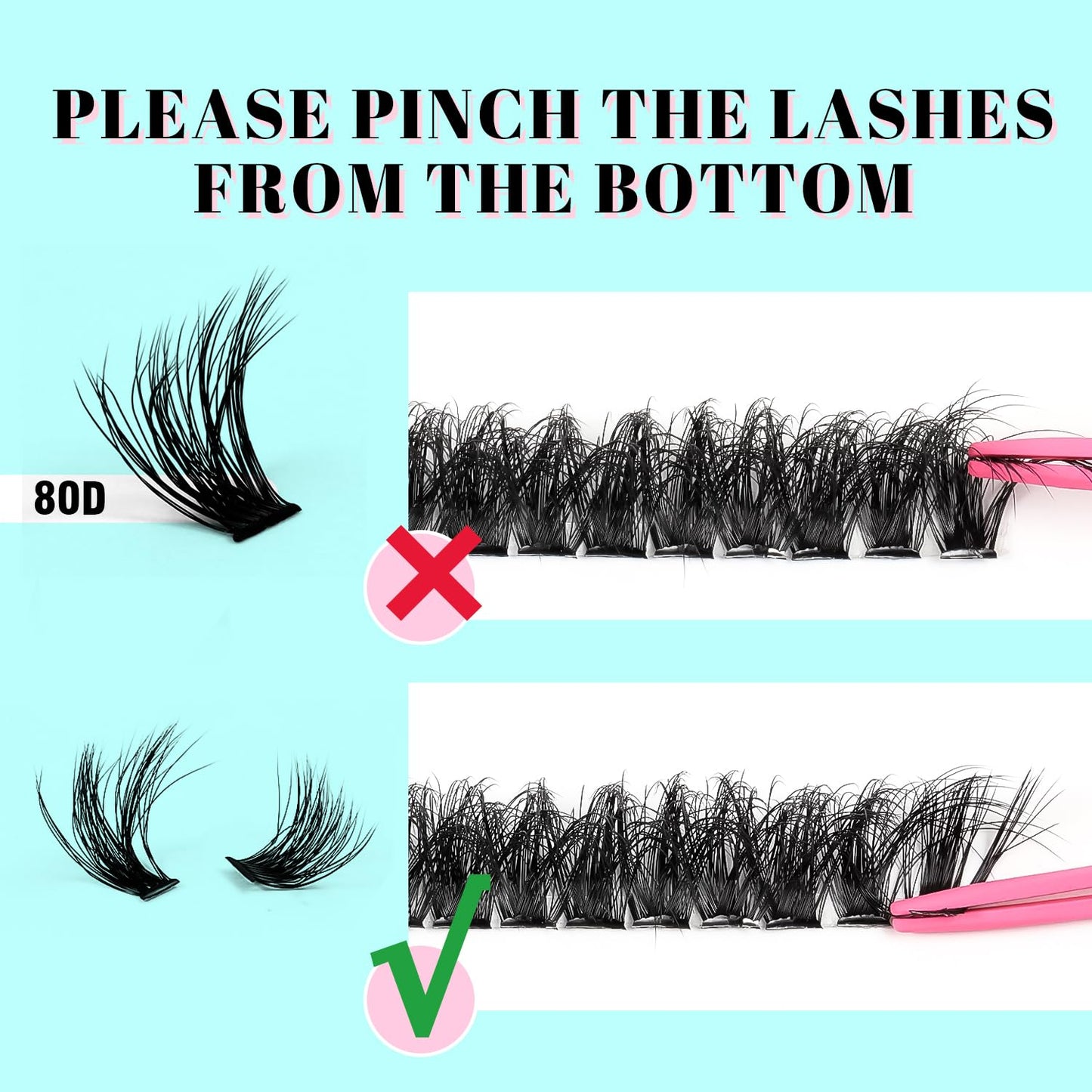 VAVALASH 80D Lash Clusters Wispy Volume Individual Lashes DIY Eyelash Extensions Individual Cluster Lashes Faux Mink False Lashes DIY Lashes at Home (80D,10-20MIX)