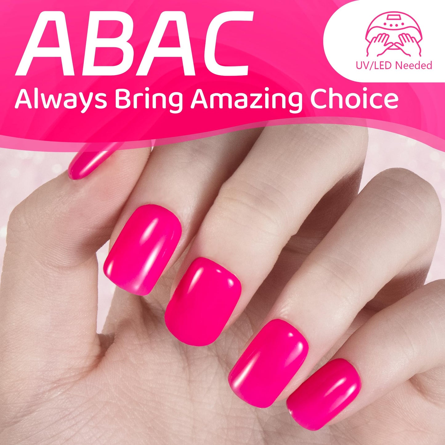 ABAC One-step Gel Nail Polish,1 Pcs 15ml Hot Pink Gel Polish Color Soak Off LED Nail Gel Polish Nail Art Valentine's Day Gift