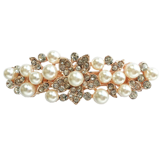 Yusier Small Pearl Hair Accessories Metal Vintage Hair Barrettes French Double Clasp Barrettes Decorative Hair Clasps Accessories for Women Girls