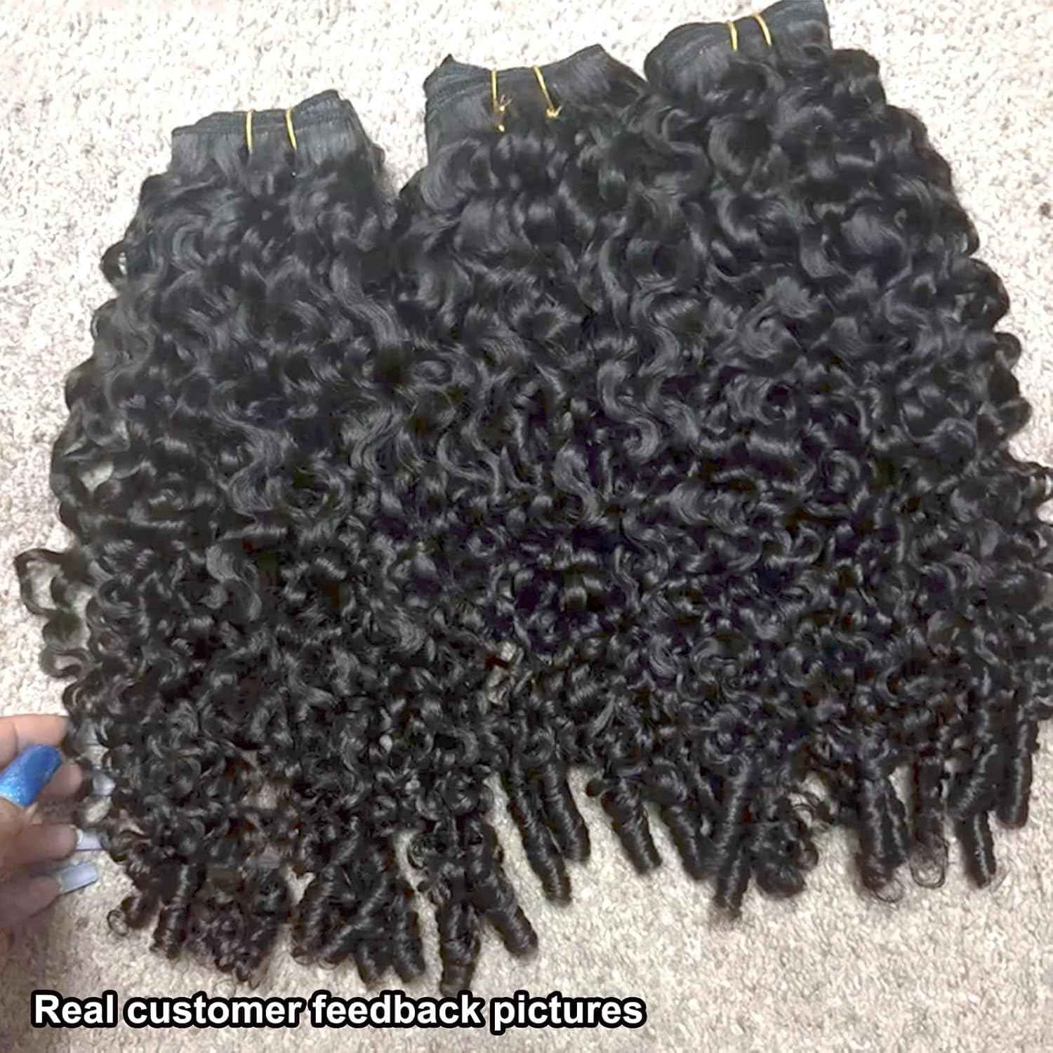 YMS 3C4A Burmese Curly Human Hair Bundles 12 Inch One Curly Bundle Unprocessed Burmese Raw Hair Extension Real Human Hair 16A Natural Color Spiral Curly End Human Hair Weft Extensions