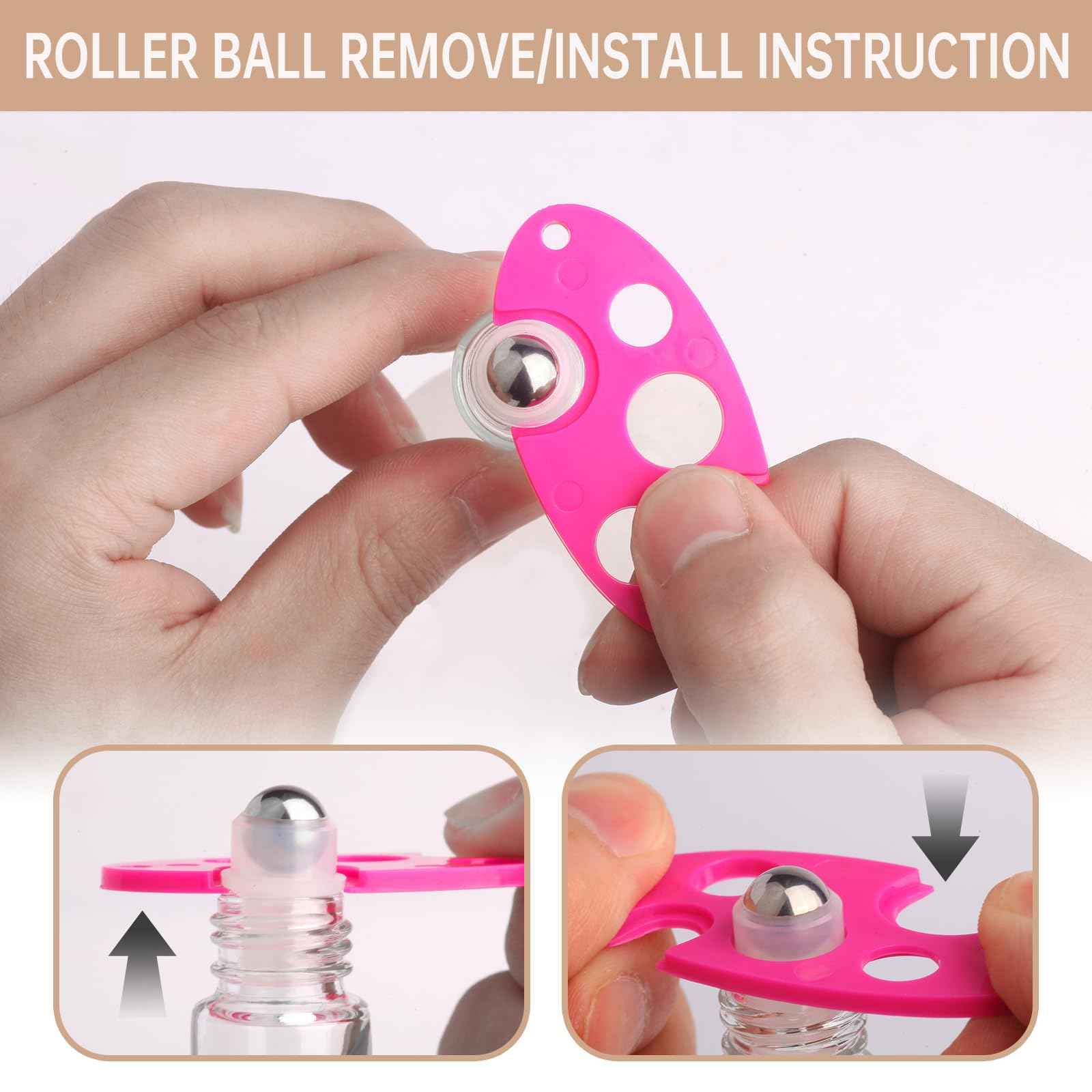 inice 12 Pack Essential Oil Roller Bottles 10ml Clear Glass Bottles Stainless Steel Roll On Ball Metal Cap for Daily Care