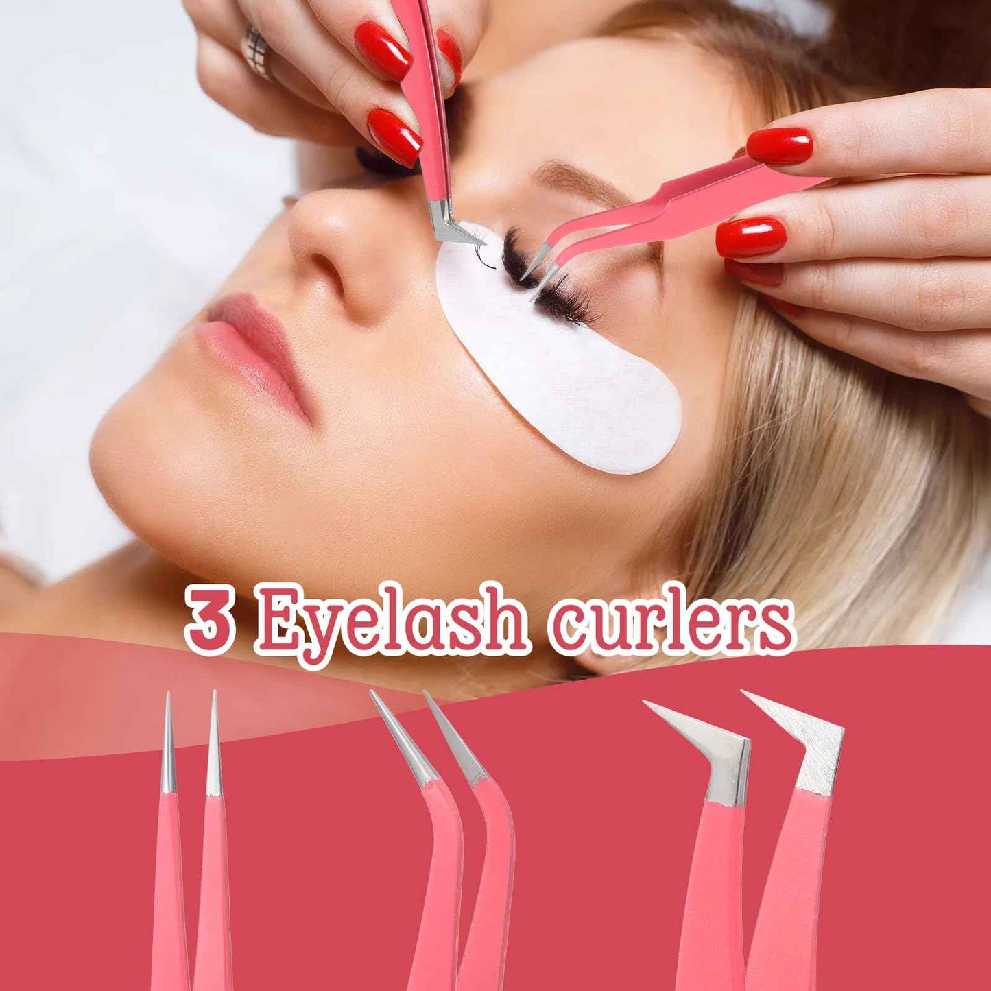 6 Pack Lash Extension Tweezers, Lash Tweezers For Eyelash Extensions, Straight and Curved Eyelash Tweezer, Fiber Tip Lash Tweezer for Professional Eyelash Extension Artists, Girls, Women