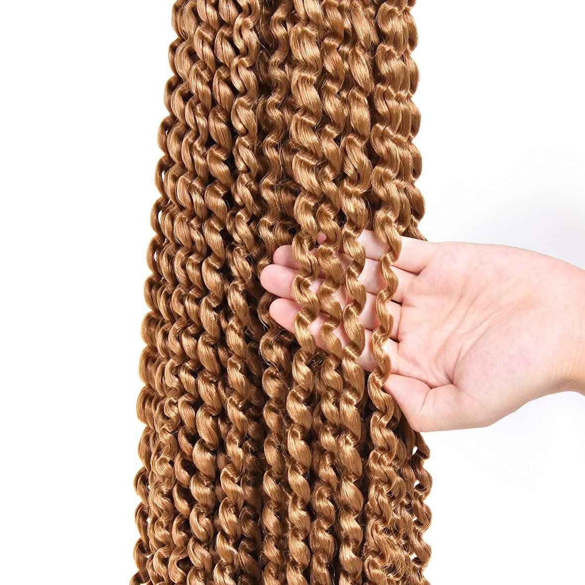 Leeven 30 Inch Blonde Water Wave Crochet Twist Hair for Butterfly Locs 7 Packs Curly Passion Twist Crochet Hair For Women Synthetic Passion Twist Hair 27#