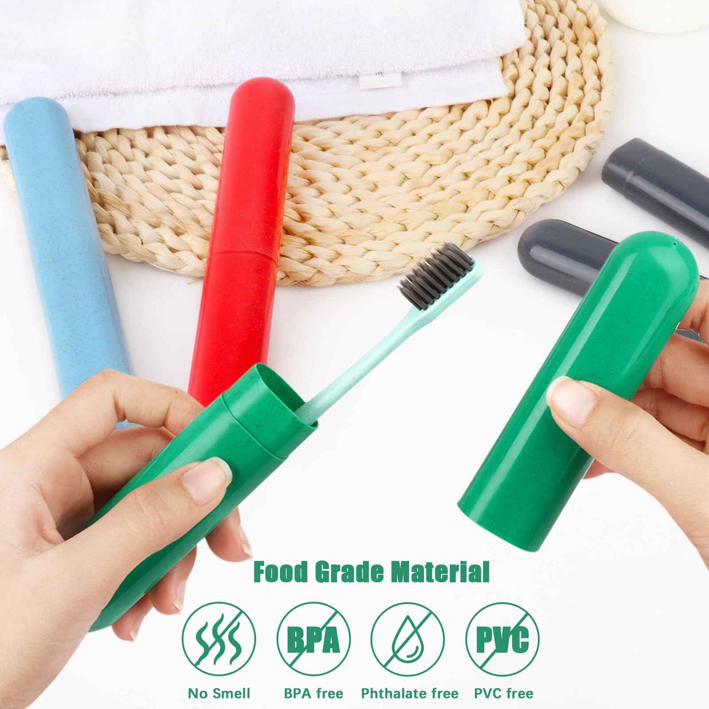 Hooqict 4 Pack Travel Toothbrush Case Portable Travel Toothbrush Holder Plastic Toothbrush Container Protector Cover for Traveling, Camping, Home, School, Business