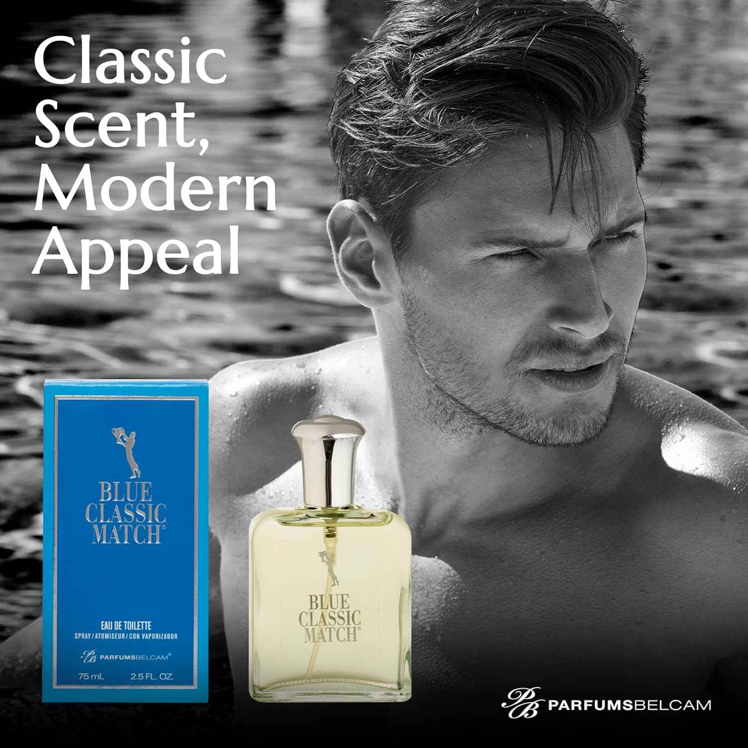 PB ParfumsBelcam Blue Classic Match CM Eau De Toilette Spray, Our Version of a Designer EDT, 75 ml (Pack of 2)
