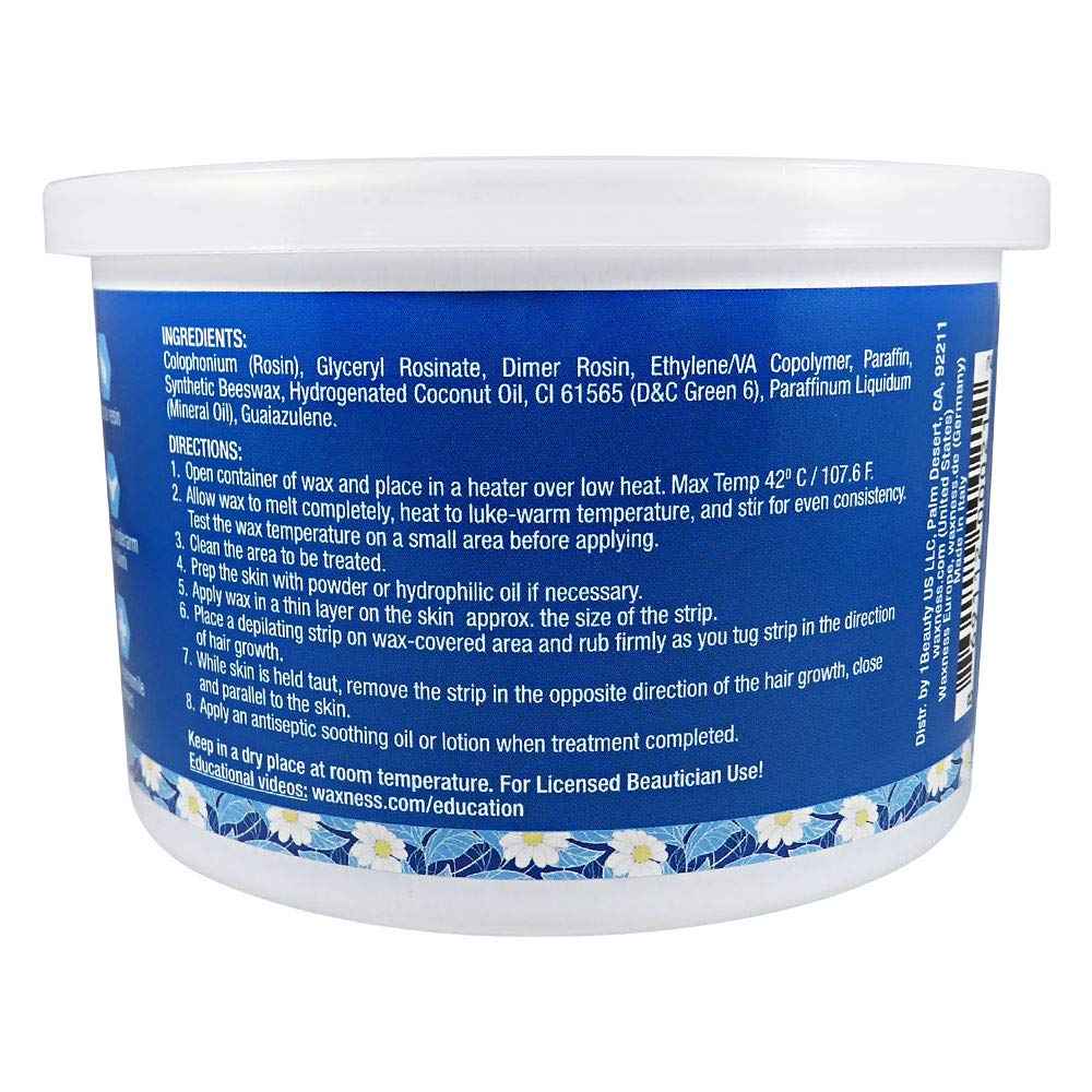 Wax Necessities Waxness Azulene Stripless Hard Wax Tin 14 Ounces (Pack of 2)