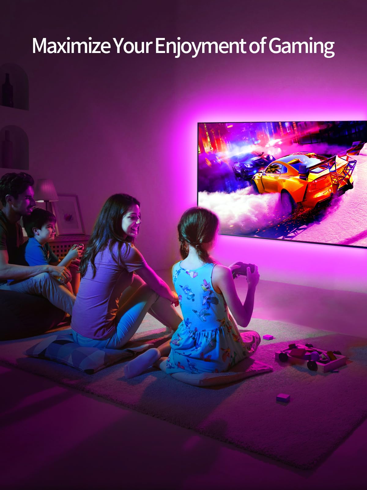 KANTUTOE TV LED Backlight, 9.84ft TV LED Lights for 32-45 Inch, TV Backlight, RGB LED Lights for TV with Remote, Music Sync Bluetooth APP Control TV LED Strip Lights USB Powered for Bedroom