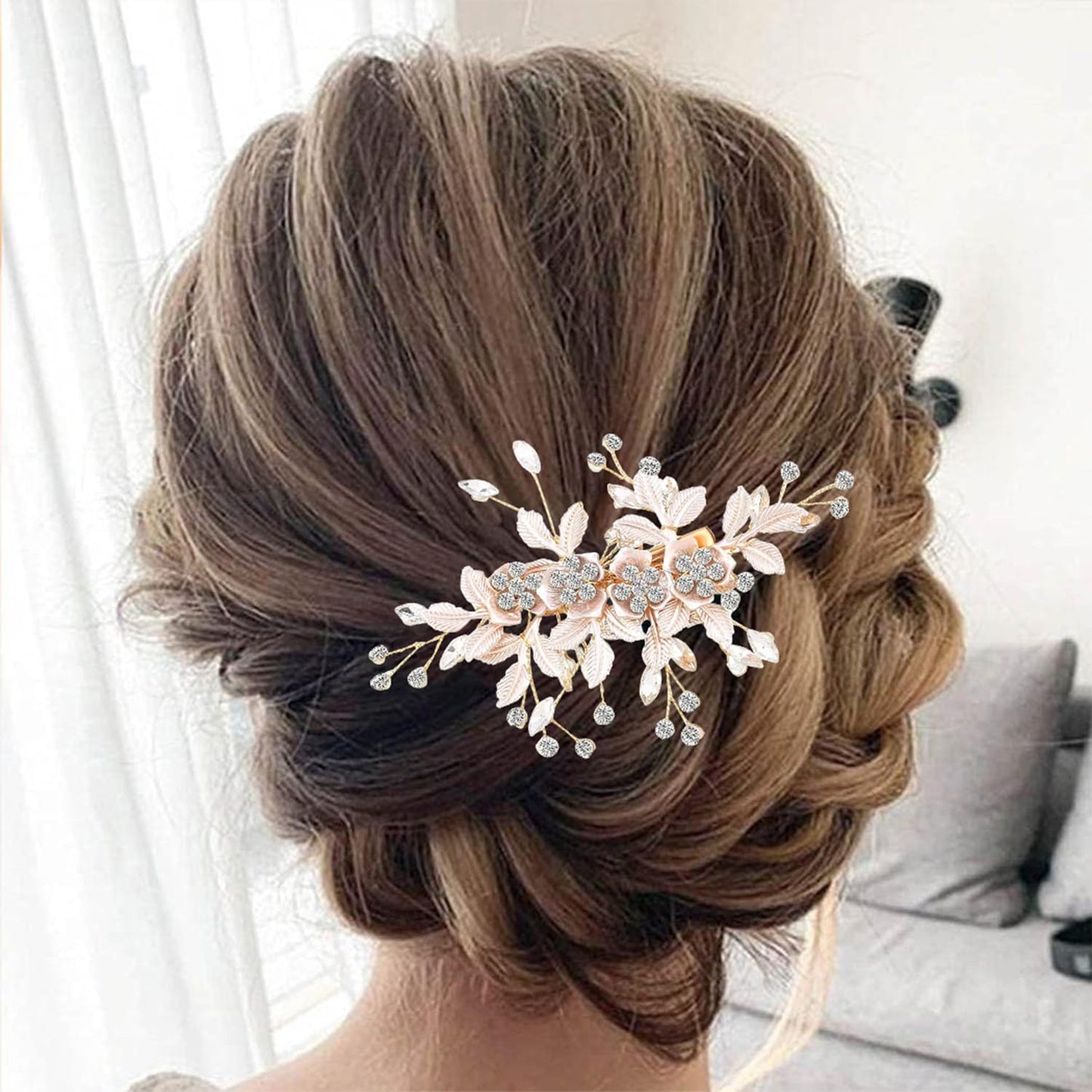 Bridal Hair Accessories Set: Crystal Flower Hair Clips, Pearl Rhinestone Headpieces for Brides, Bridesmaids, and Women