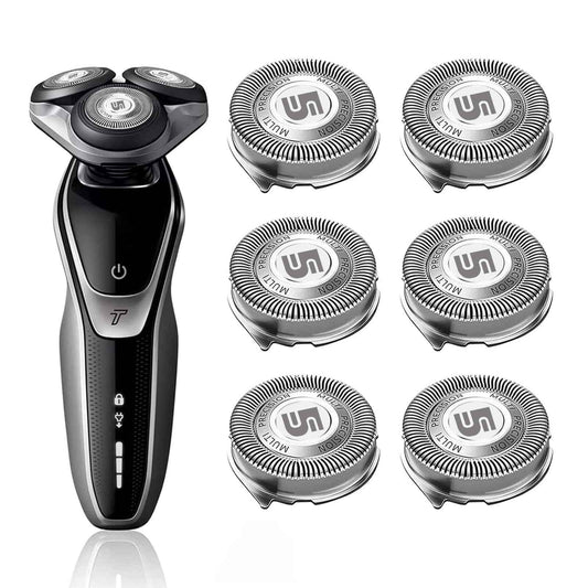 SH50 Replacement Heads for Philips Norelco 5000 Series (S5xxx, AT7xx, AT8xx, PT7xx, PT8xx) - Electric Shaver Blades & Cutters Compatible with Series 5000, AquaTouch, PowerTouch Shavers 6-Pack
