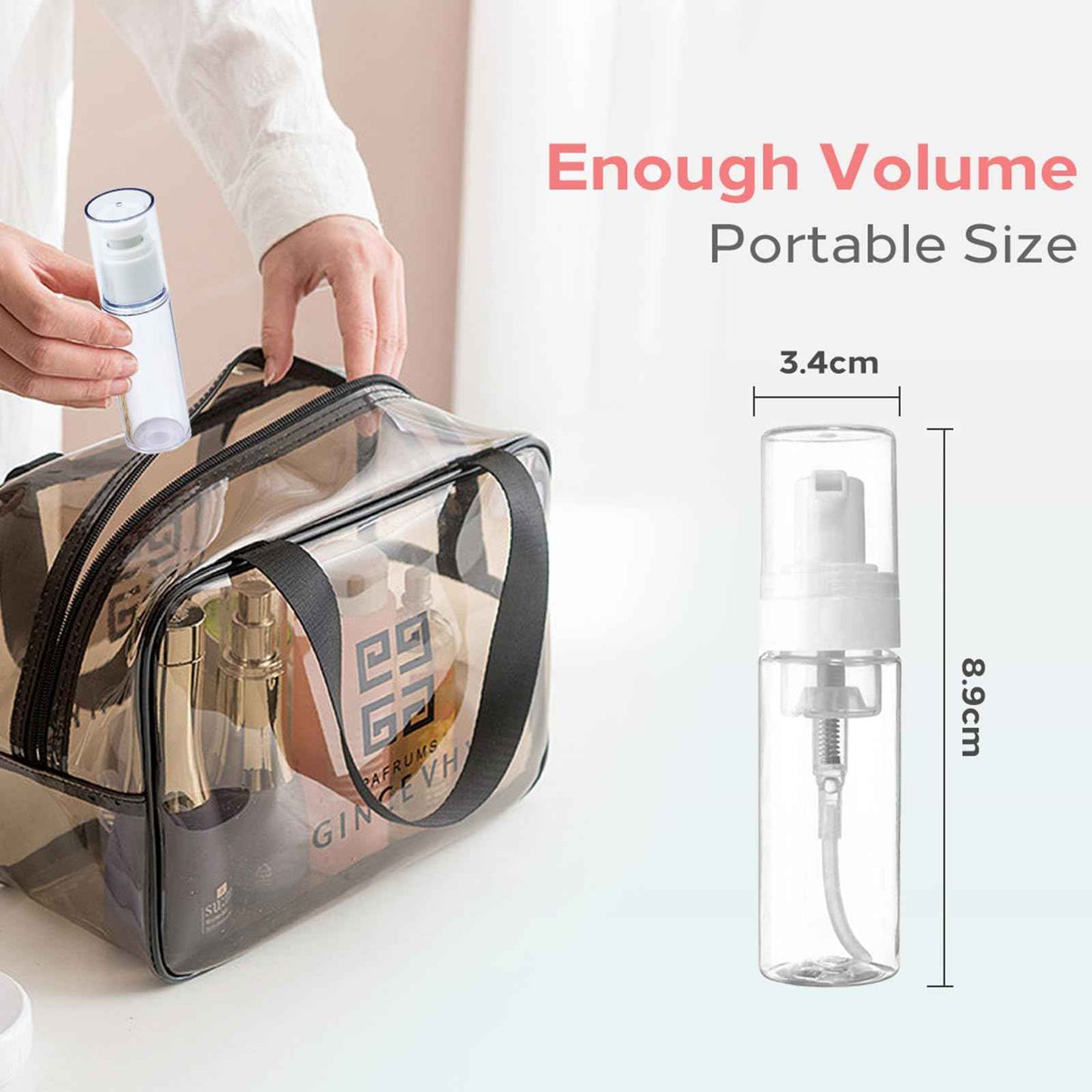 Foam Pump Bottle - SOTICA 2PCS 7OZ Foam Bottle Dispenser Transparent Foaming Soap Dispenser Empty Travel Pump Bottle for Refillable Cosmetic Pump Dispensers