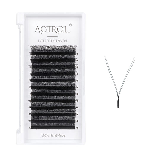 ACTROL YY Eyelashes Extension Lashes Black C Curl 0.07mm 14mm Lash Volume Extension Easy Fans Y Shaped Premade Soft Eyelashes Supply