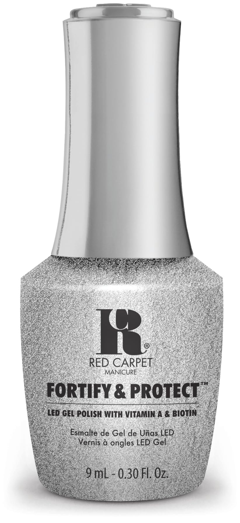 Red Carpet Manicure Fortify & Protect Silver Glitter Gel Polish for Strong, Healthy Nails - Infused with Vitamin A & Biotin - (Love To Be Luxe) Led Nail Gel Color, 0.3 Fl Oz