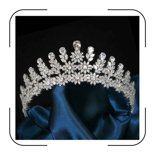 Princess Bridal Tiara CZ Prom Pageant Homecoming Quinceanera Sweet 16 Birthday Crown Crystal Headpieces for Women Hair Accessories Silver