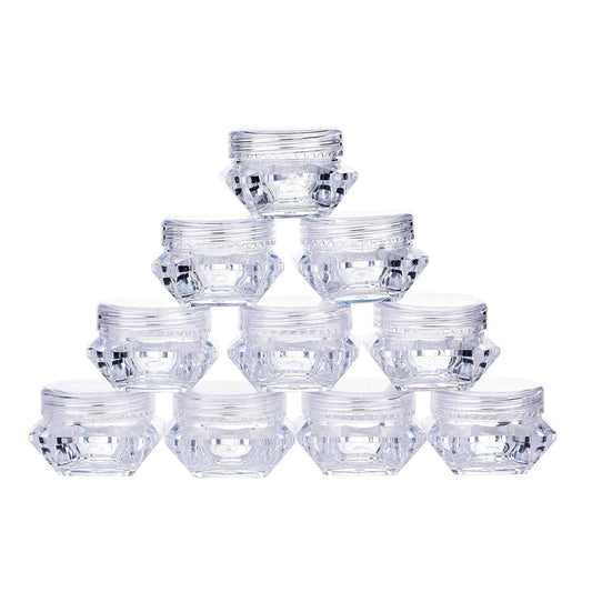 TMO 100pcs 5 Gram Clear Jars Plastic Jars Plastic Cosmetic Container Empty Cosmetic Sample Containers Transparent 5G/5ML Plastic Pot Jars for Eye Shadow,Nails,Powder,Paint