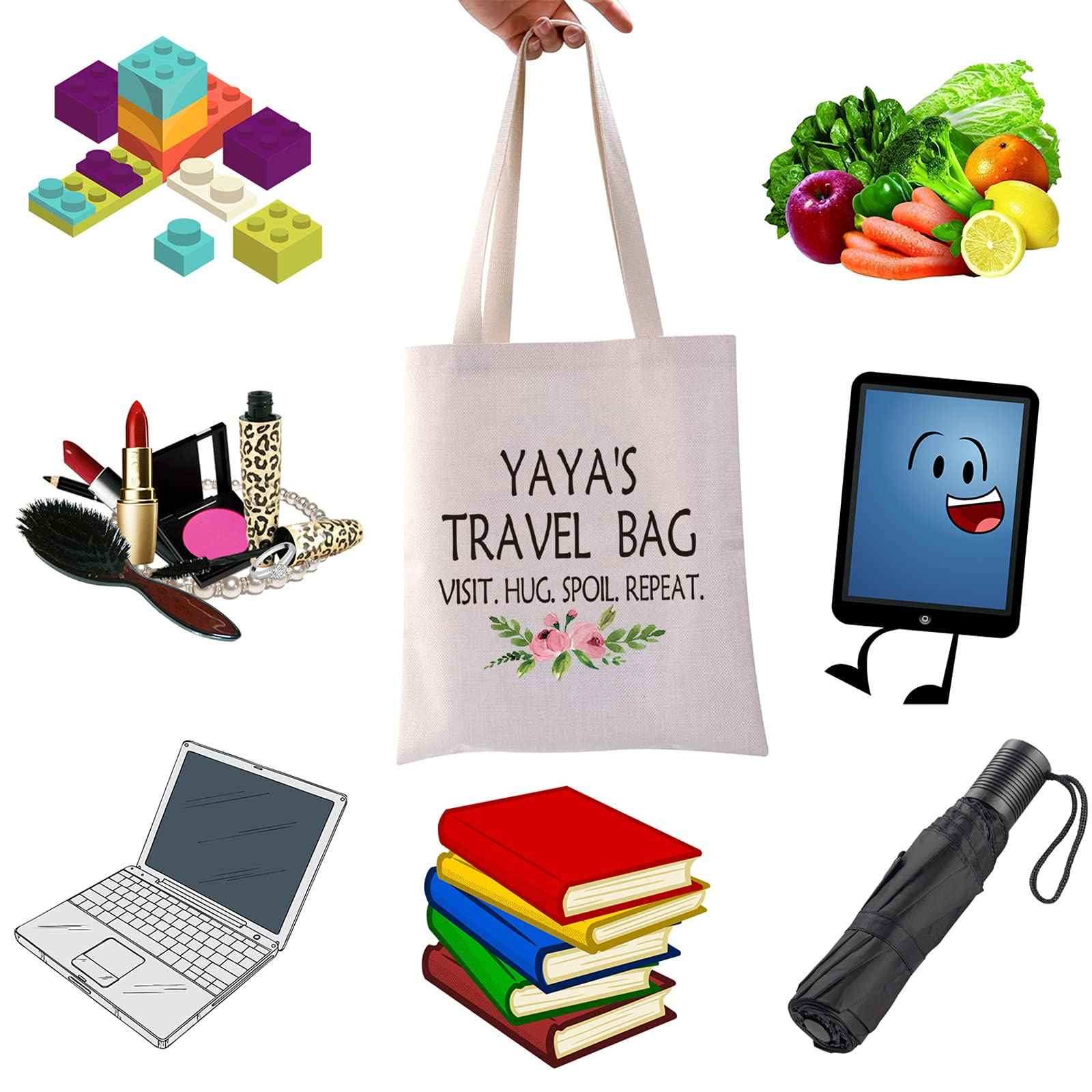 WCGXKO Yaya Gift Grandma Mother's Day Gift Birthday Gift Travel Gift Cosmetics Bag Toiletry Bag Gift for Yaya (YAYA'S TRAVEL tote) …