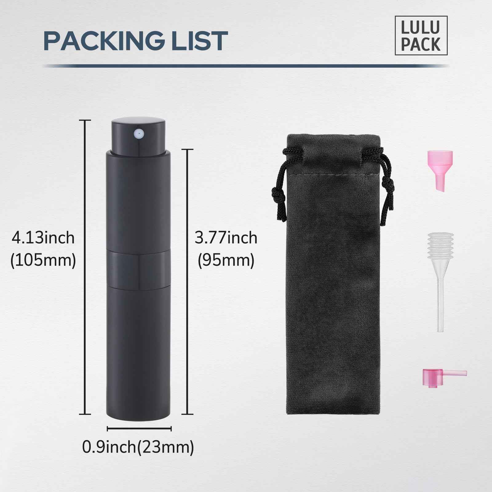 Lulupack Travel Perfume Bottle Refillable - Cologne Spray Atomizer Mini - Small Travel Size Empty Sprayer for Refill Sample Container - Portable Fragrance Decant Dispenser for Women Men 5ml 6PCS Black