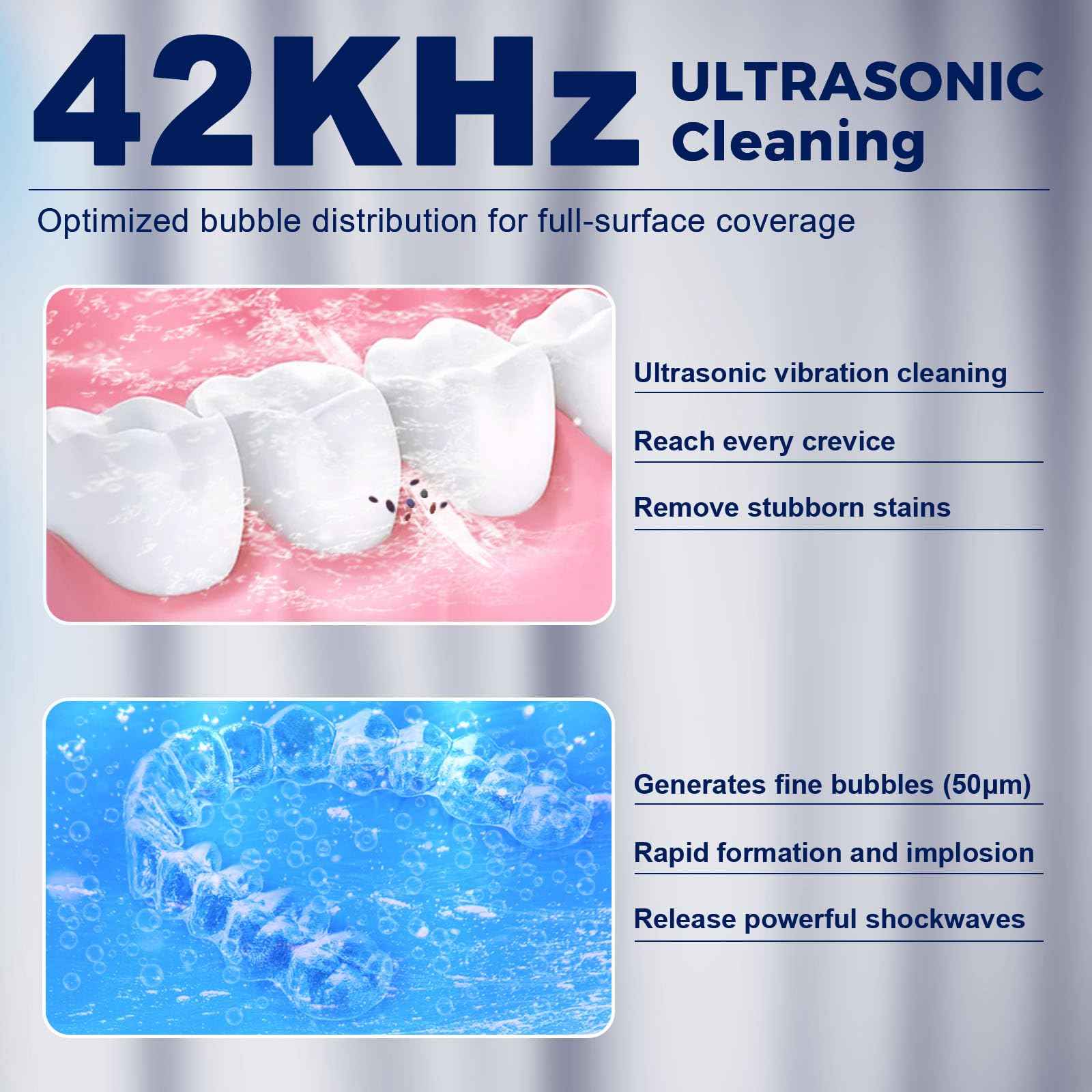Ultrasonic Retainer Cleaner, Retainer Cleaner Machine, Dental Cleaning Pod for Dentures, Mouth Guard, Aligner, Night Guard, Ultra Sonic Cleaner for All Dental Appliances (White)