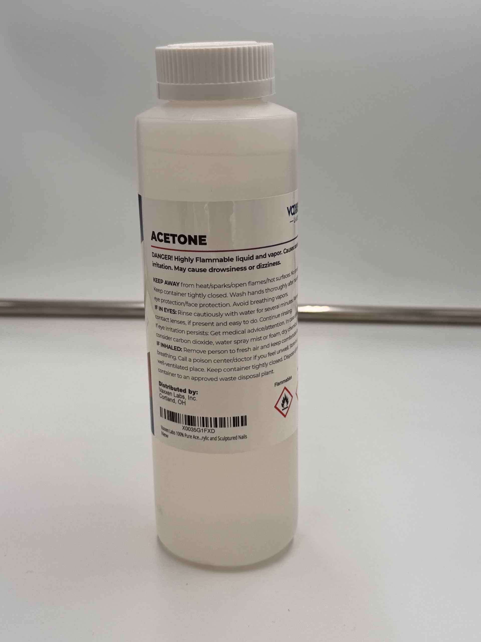 Vaxxen Labs 100% Pure Acetone (16 Fl/Oz) 2 Pack - Made in USA, Professional Strength Nail Polish Remover for Nail Polish, Gels, Acrylic, Sculptured Nails & Art Fimo