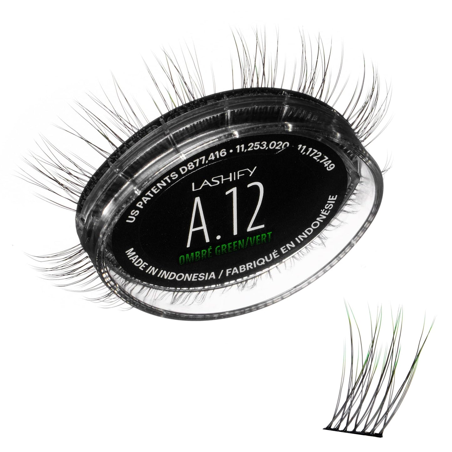 Lashify Amplify 12mm Gossamer Eyelash Extensions Refill in Ombre Green, Easy DIY False Lashes for a Natural Look